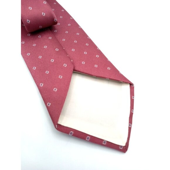 Oscar De La Renta Mens Red Burgundy Tie With Square Pattern Vintage Classic Wear - Picture 6 of 16